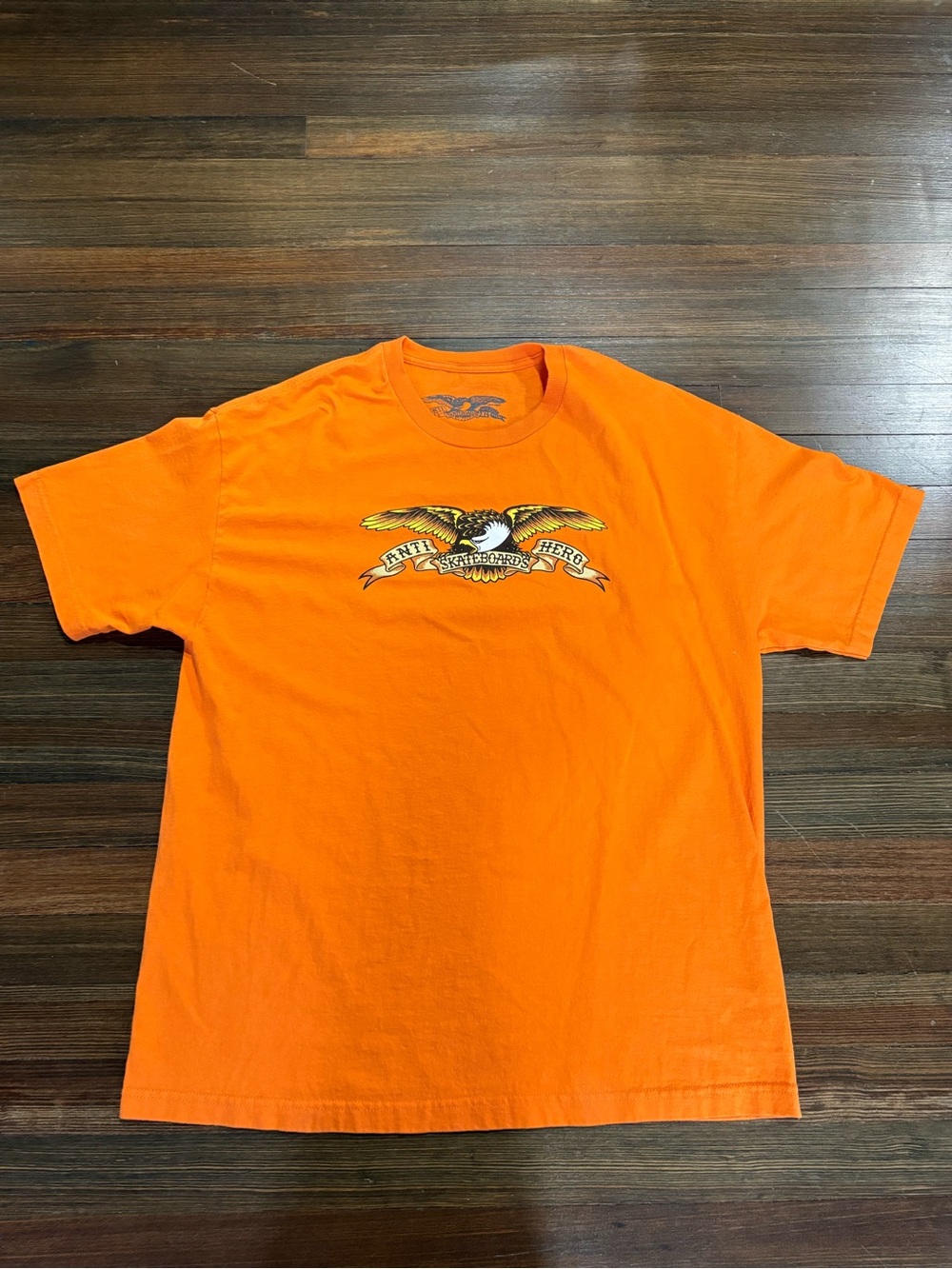 Men's Orange Short-Sleeve Graphic Tee with Eagle Motif